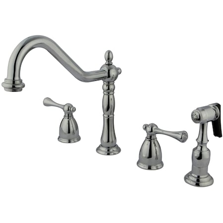 Kingston Brass Widespread Kitchen Faucet, Polished Chrome KB7791BLBS